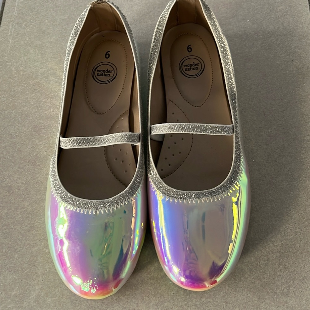 Iridescent slip on shoes